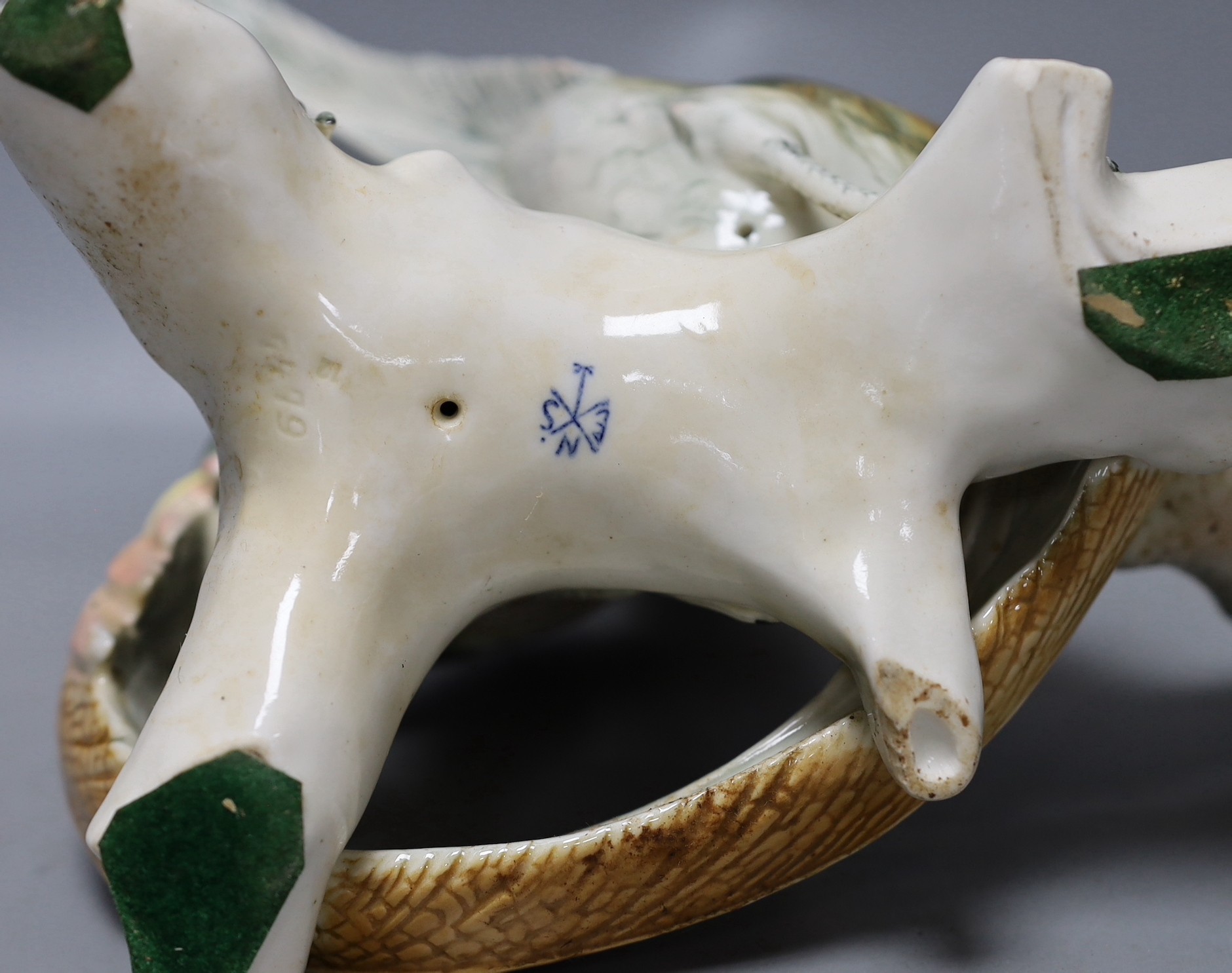 A Karl Ens porcelain pheasant group, model number 7479, 30cm